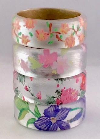 LG134 sliced handpainted lucite bangles